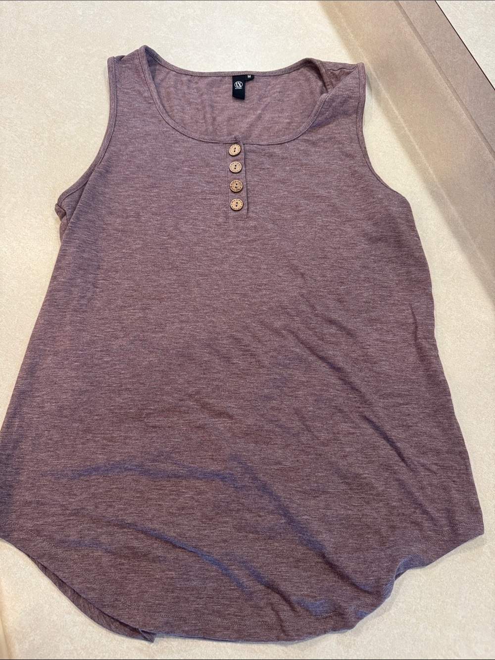 Women's Sleeveless Henley Tank Top in Mauve